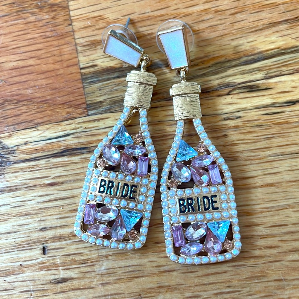 Champagne bottle bride earrings